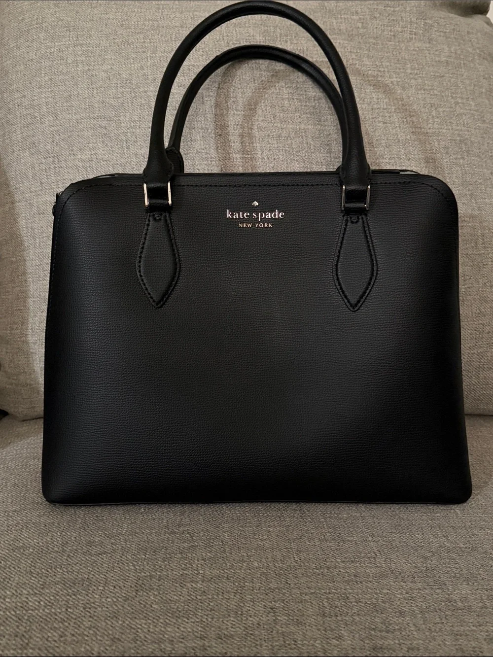 kate spade Darcy small black leather satchel with gold logo
